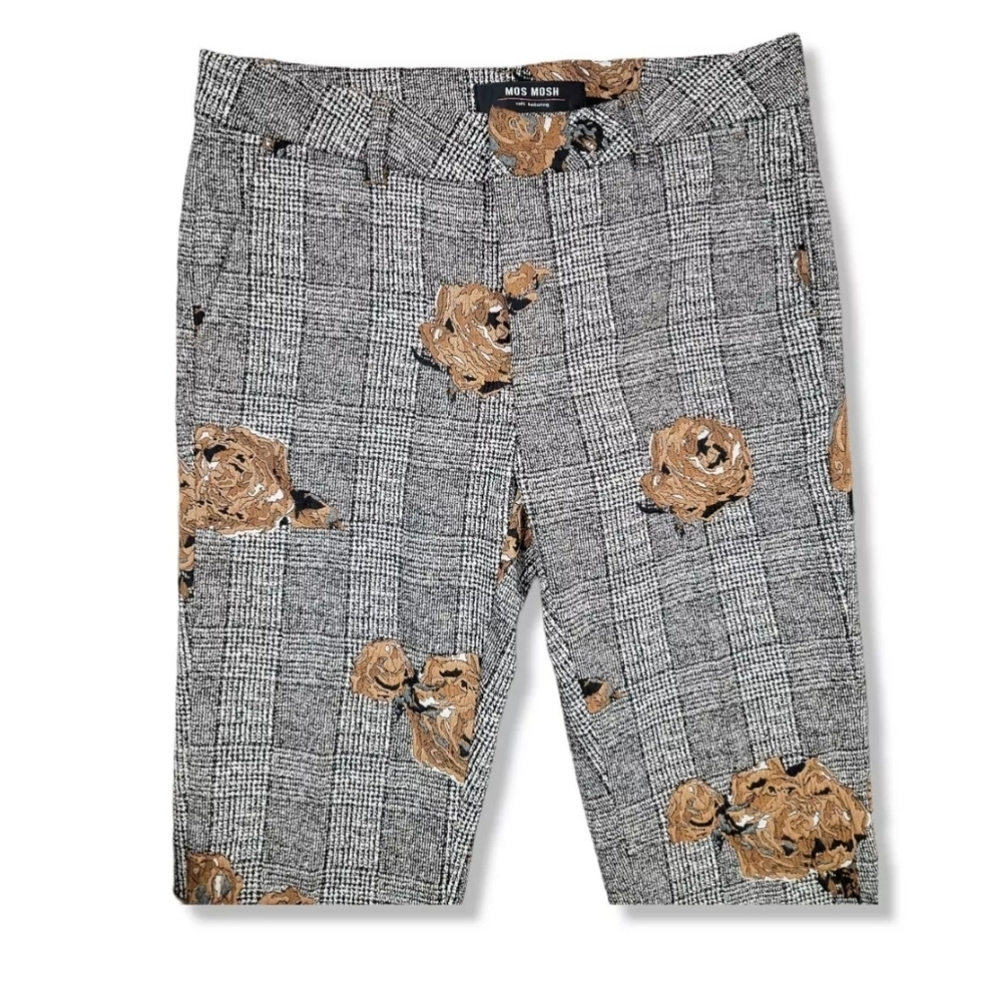 Mos Mosh Ivana shannon Checkered Pants Crop Dress Trousers Floral Appliqué 27 - Picture 6 of 12